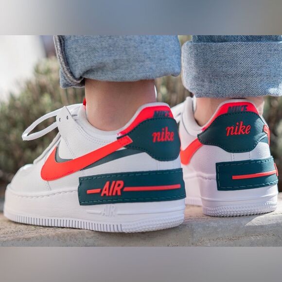 Nike Air Force 1 Shadow White/Solar Red - Picture 1 of 9